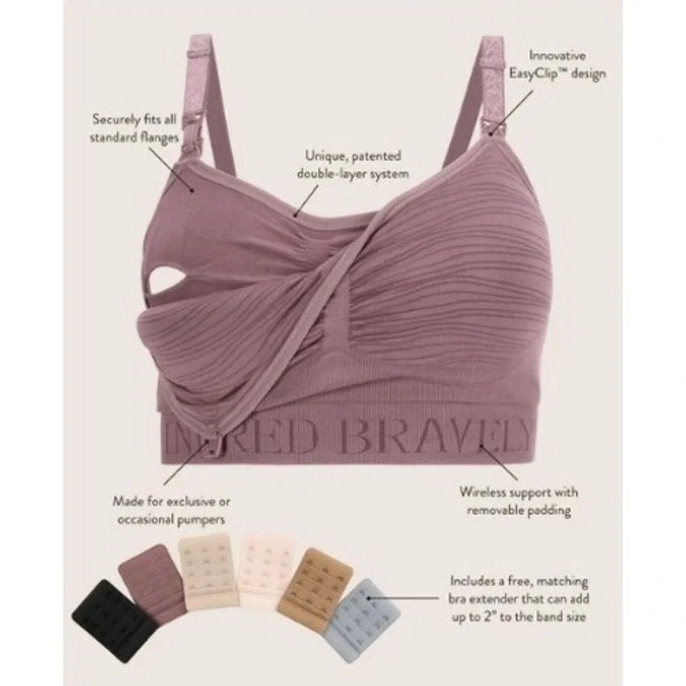 Kindred Bravely Sublime® Hands-Free Pumping & Nursing Bra Beige Size Small EUC